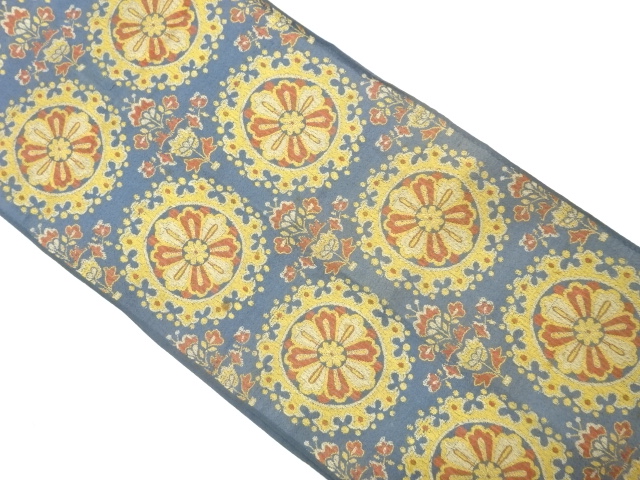 JAPANESE KIMONO / ANTIQUE FUKURO OBI / SILK / WOVEN FLOWER CREST